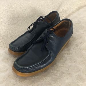 Woman’s Blue Leather Lace Up Loafer Shoes